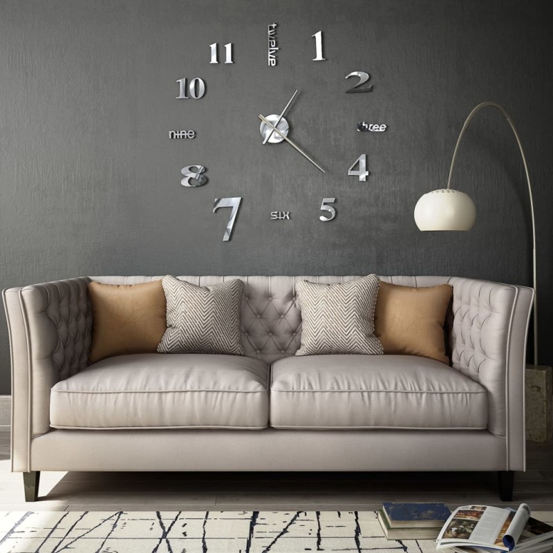 Orologio da Parete 3D in Stile Moderno 100cm XXL Argento Orologio da Parete 3D in Stile Moderno 100cm XXL Argento