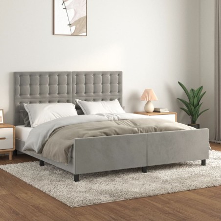 vidaXL Giroletto con Testiera Grigio Chiaro 180x200 cm in Velluto