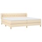 vidaXL Giroletto a Molle con Materasso Crema 200x200 cm in Tessuto