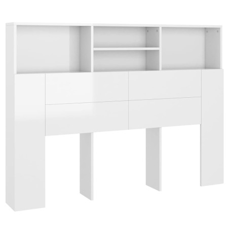 Testiera con Scomparti Bianco Lucido 140x19x103,5 cm