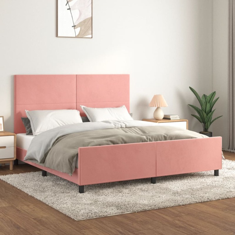 Giroletto con Testiera Rosa 180x200 cm in Velluto Giroletto con Testiera Rosa 180x200 cm in Velluto