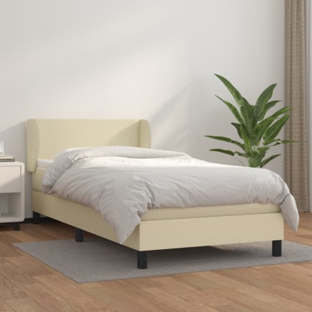Giroletto a Molle con Materasso Crema 80x200 cm in Similpelle