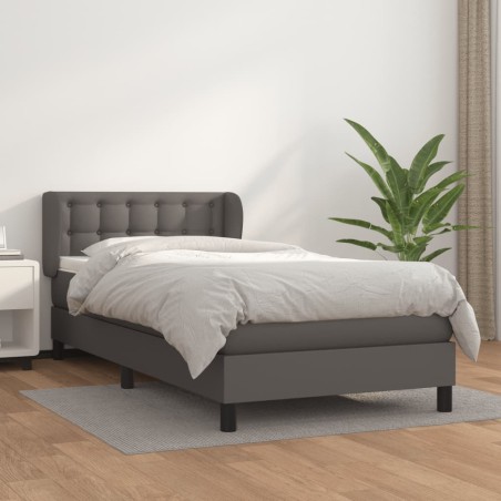 Giroletto a Molle con Materasso Grgio 80x200 cm in Similpelle