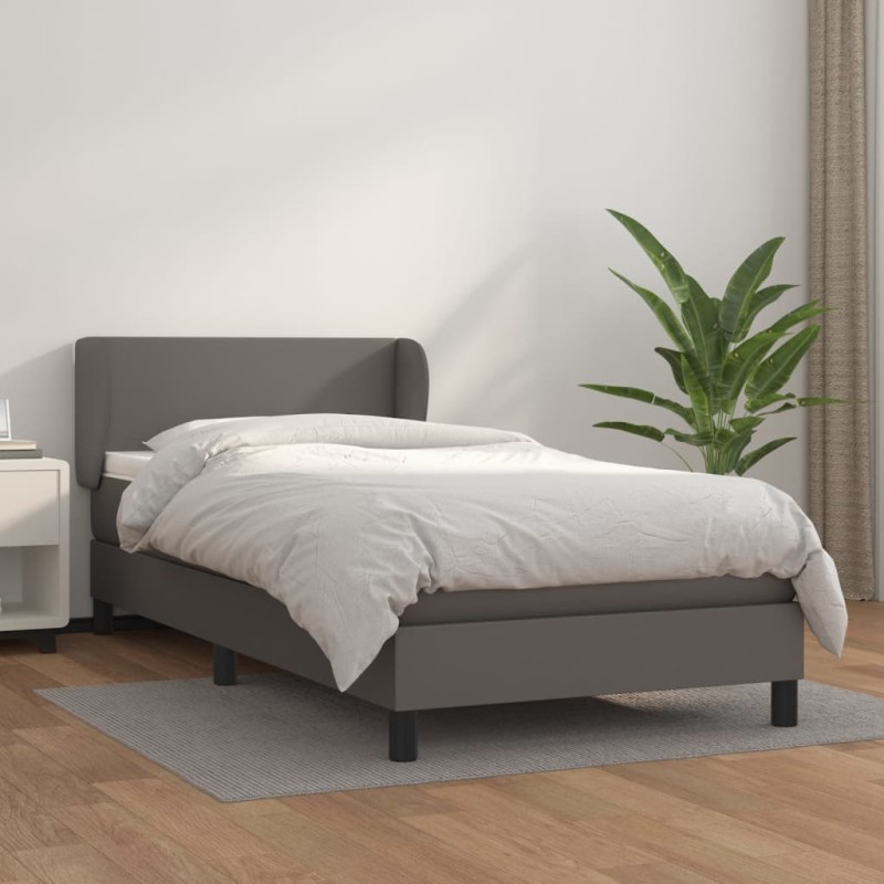 Giroletto a Molle con Materasso Grigio 100x200 cm in Similpelle