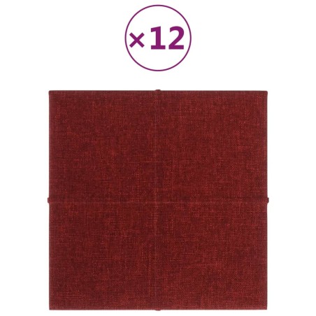 Pannelli Murali 12 pz Rosso Vino 30x30 cm in Tessuto 1,08 m²