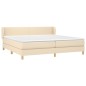 vidaXL Giroletto a Molle con Materasso Crema 200x200 cm in Tessuto