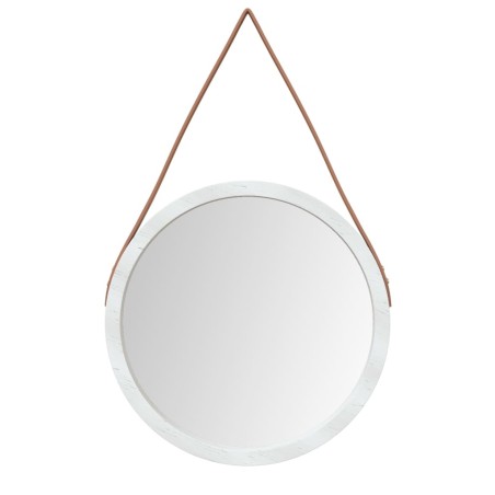 Specchio da Parete con Cinghia Bianco Ø 45 cm
