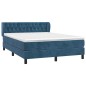 Giroletto a Molle con Materasso Blu Scuro 140x190 cm in Velluto