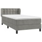 Giroletto a Molle con Materasso Grigio Chiaro 90x200 cm Velluto