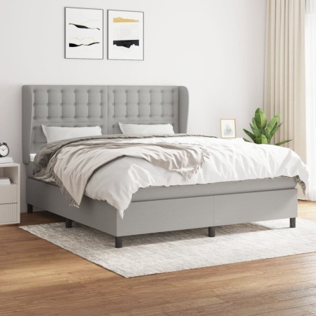 vidaXL Giroletto a Molle con Materasso Grigio Chiaro180x200 cm Tessuto