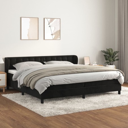 vidaXL Giroletto a Molle con Materasso Nero 200x200 cm in Velluto