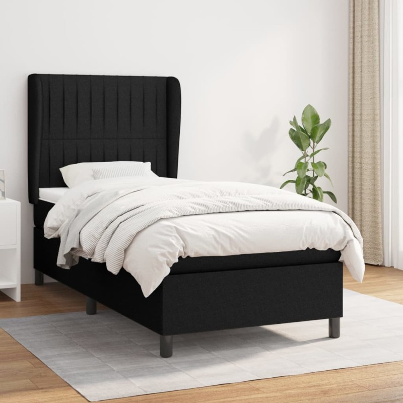 vidaXL Giroletto a Molle con Materasso Nero 80x200 cm inTessuto