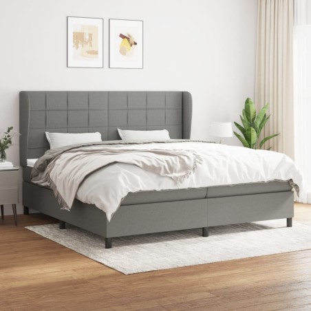 vidaXL Giroletto a Molle con Materasso Grigio Scuro 200x200 cm Tessuto