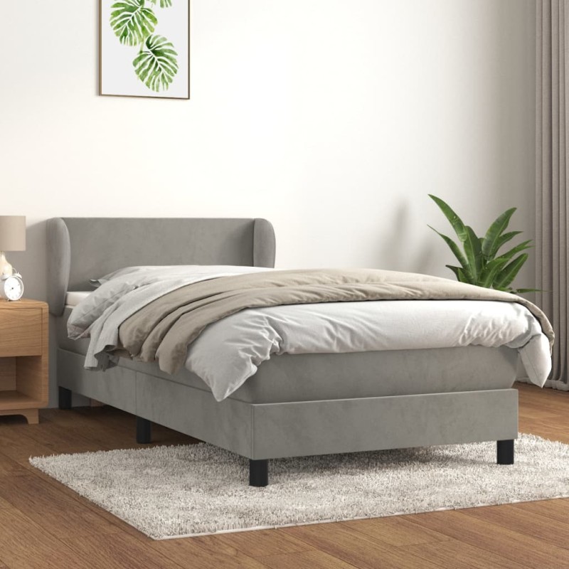 vidaXL Giroletto a Molle con Materasso Grigio Chiaro 90x200 cm Velluto