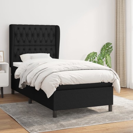 vidaXL Giroletto a Molle con Materasso Nero 90x200 cm in Tessuto