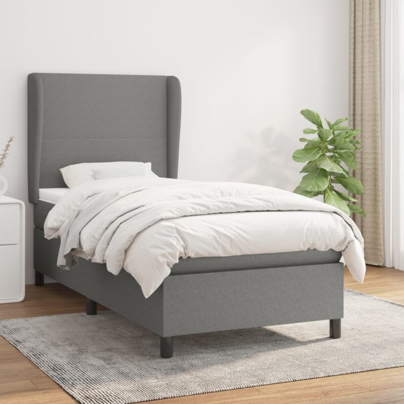 vidaXL Giroletto a Molle con Materasso Grigio Scuro 80x200 cm Tessuto