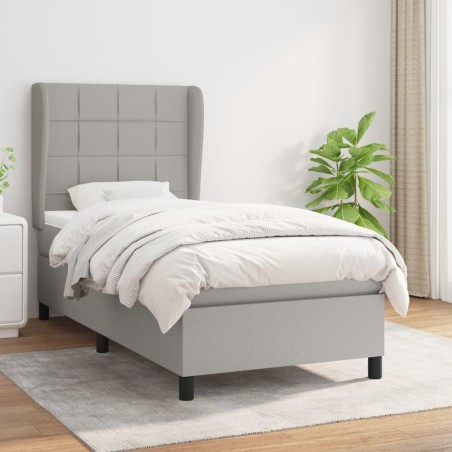 vidaXL Giroletto a Molle con Materasso Grigio Chiaro 90x190 cm Tessuto