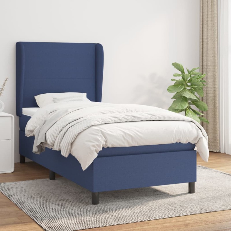 vidaXL Giroletto a Molle con Materasso Blu 100x200 cm in Tessuto