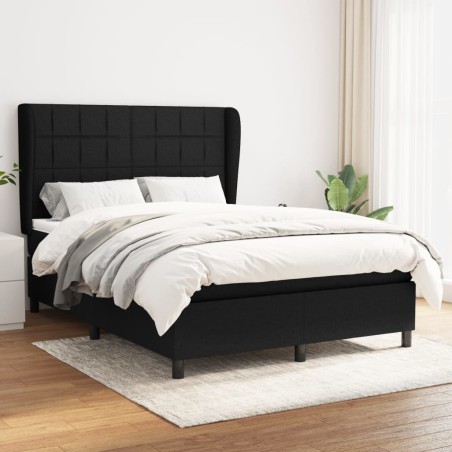 vidaXL Giroletto a Molle con Materasso Nero 140x190 cm in Tessuto