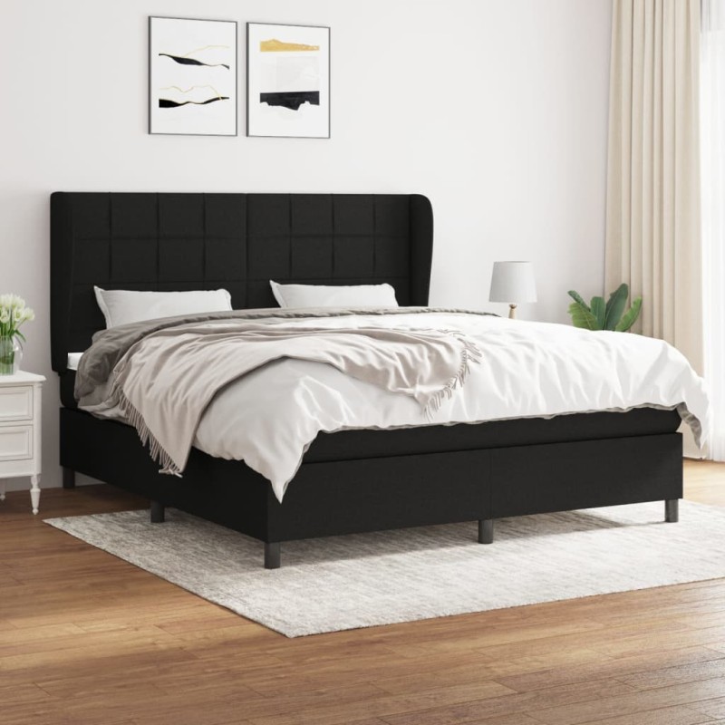 vidaXL Giroletto a Molle con Materasso Nero 180x200 cm in Tessuto