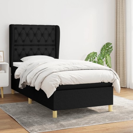 vidaXL Giroletto a Molle con Materasso Nero 80x200 cm inTessuto