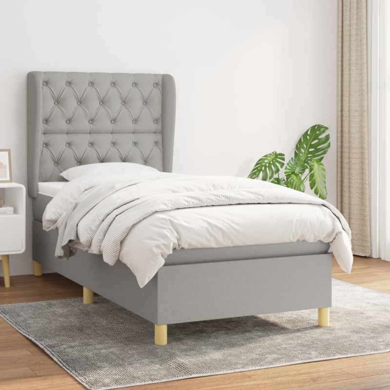 vidaXL Giroletto a Molle con Materasso Grigio Chiaro 80x200 cm Tessuto