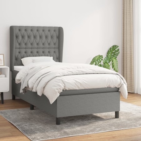 vidaXL Giroletto a Molle con Materasso Grigio Scuro 90x190 cm Tessuto