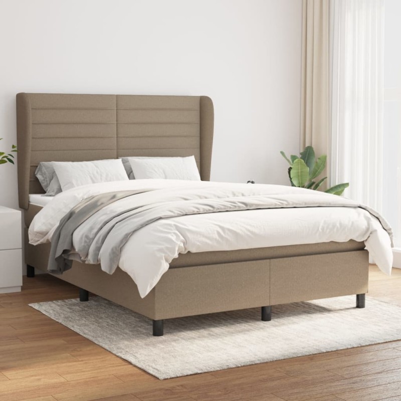 vidaXL Giroletto a Molle con Materasso Tortora 140x200 cm in Tessuto