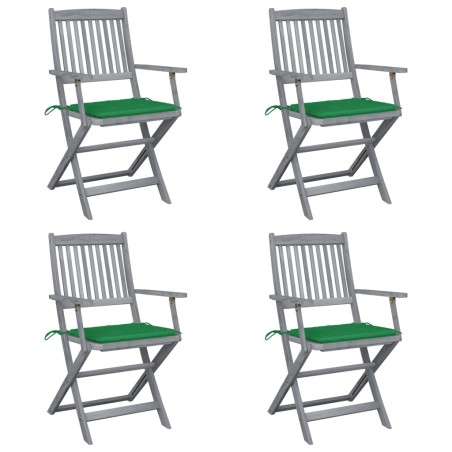 Sedie da Giardino Pieghevoli 4pz con Cuscini in Massello Acacia