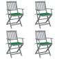 Sedie da Giardino Pieghevoli 4pz con Cuscini in Massello Acacia Sedie da Giardino Pieghevoli 4pz con Cuscini in Massello Acacia