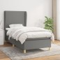 vidaXL Giroletto a Molle con Materasso Grigio Scuro 90x200 cm Tessuto