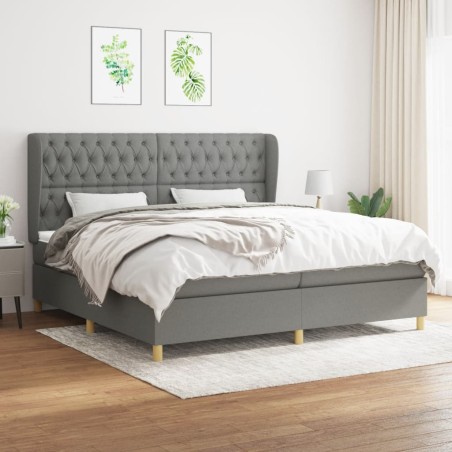 vidaXL Giroletto a Molle con Materasso Grigio Scuro 200x200 cm Tessuto