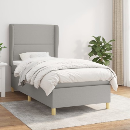 vidaXL Giroletto a Molle con Materasso Grigio Chiaro100x200 cm Tessuto