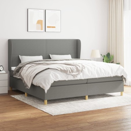 vidaXL Giroletto a Molle con Materasso Grigio Scuro 200x200 cm Tessuto