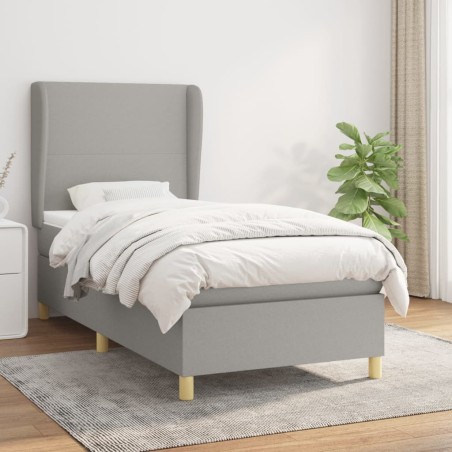 vidaXL Giroletto a Molle con Materasso Grigio Chiaro 90x190 cm Tessuto