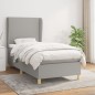 vidaXL Giroletto a Molle con Materasso Grigio Chiaro 90x190 cm Tessuto