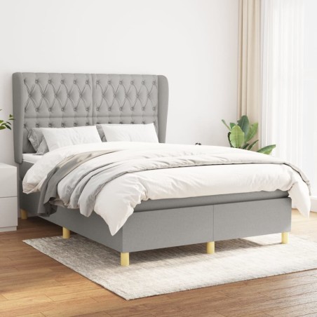 vidaXL Giroletto a Molle con Materasso Grigio Chiaro 140x200cm Tessuto