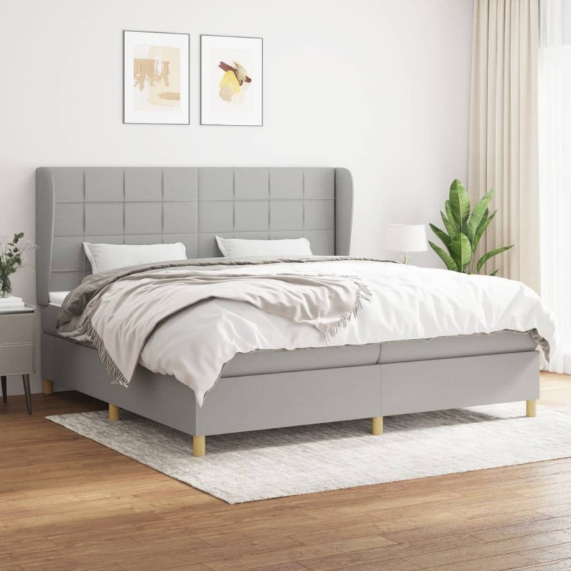 vidaXL Giroletto a Molle con Materasso Grigio Chiaro 200x200cm Tessuto