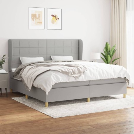 vidaXL Giroletto a Molle con Materasso Grigio Chiaro 200x200cm Tessuto