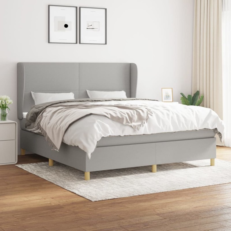 vidaXL Giroletto a Molle con Materasso Grigio Chiaro180x200 cm Tessuto