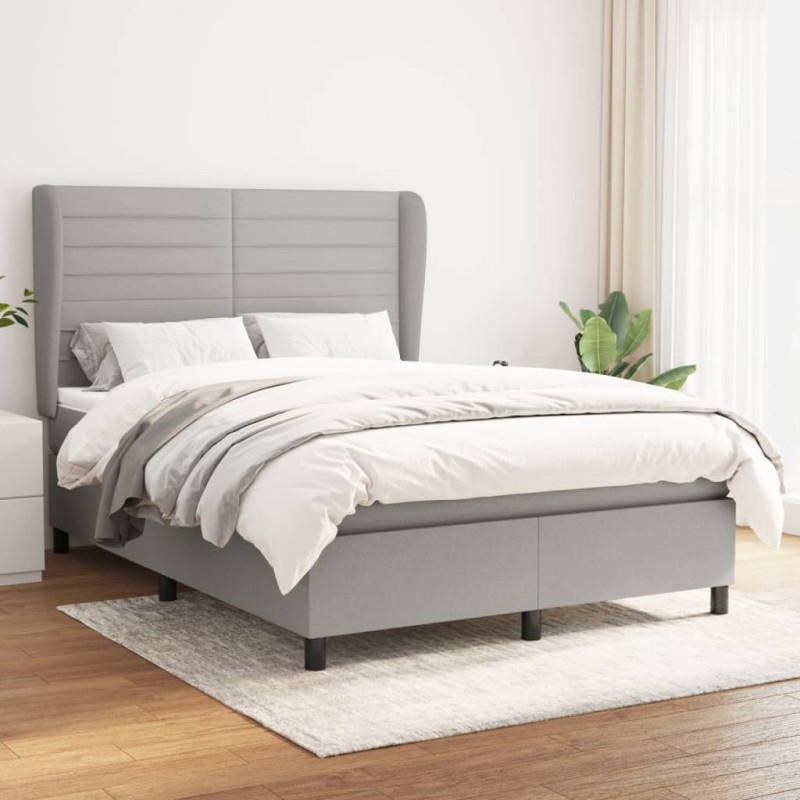vidaXL Giroletto a Molle con Materasso Grigio Chiaro 140x190cm Tessuto