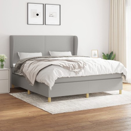 vidaXL Giroletto a Molle con Materasso Grigio Chiaro160x200 cm Tessuto