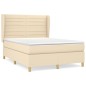 vidaXL Giroletto a Molle con Materasso Crema 140x200 cm in Tessuto