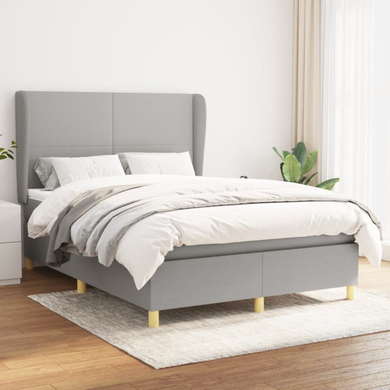 vidaXL Giroletto a Molle con Materasso Grigio Chiaro 140x190cm Tessuto
