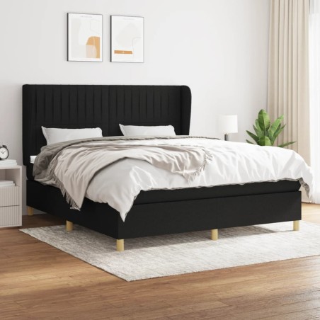 vidaXL Giroletto a Molle con Materasso Nero 180x200 cm in Tessuto