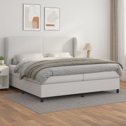 vidaXL Giroletto a Molle con Materasso Bianco 200x200cm in Similpelle