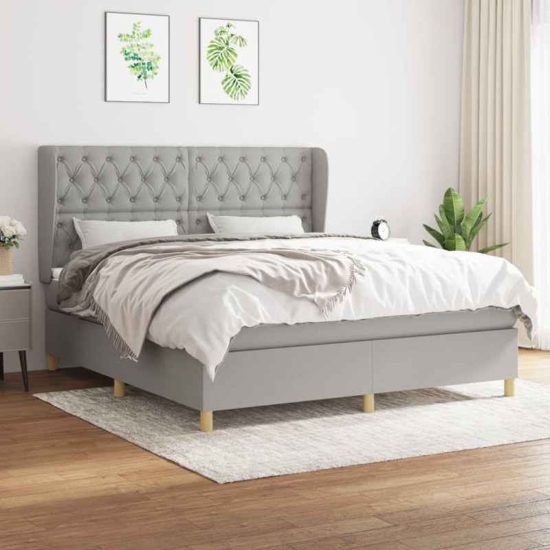 vidaXL Giroletto a Molle con Materasso Grigio Chiaro160x200 cm Tessuto