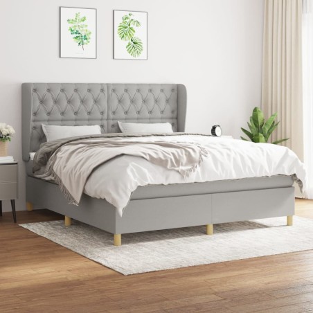 vidaXL Giroletto a Molle con Materasso Grigio Chiaro160x200 cm Tessuto