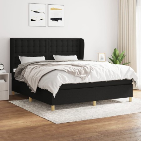 vidaXL Giroletto a Molle con Materasso Nero 180x200 cm in Tessuto