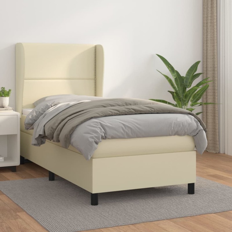 Giroletto a Molle con Materasso Crema 100x200 cm in Similpelle